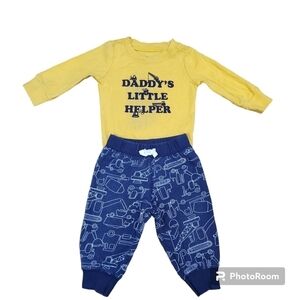 Carter's Daddys Little Helper 2pc Long Sleeve Bodysuit and Jogger Pants Size 6M.